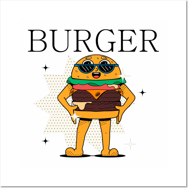 Hand Drawn Burger Fun Wall Art by Mako Design 